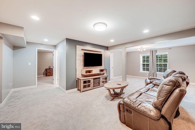 3104 Reach Eagle Ct, Woodbridge, VA 22191 - living room with light carpet, recessed lighting, and baseboards