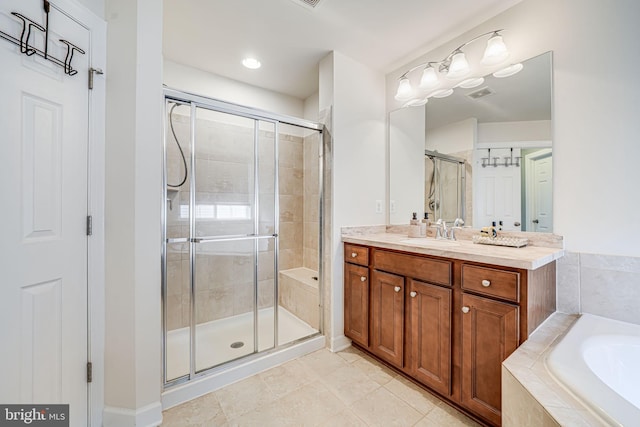 3104 Reach Eagle Ct, Woodbridge, VA 22191 - full bath with a shower stall, a garden tub, vanity, and tile patterned floors