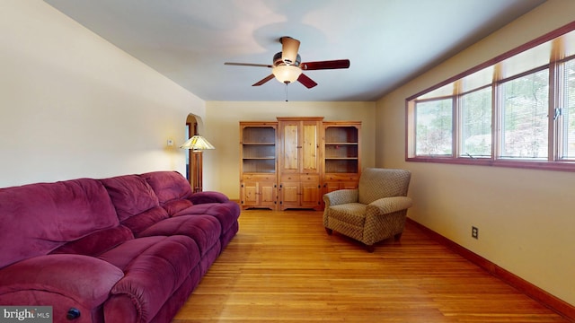 38 Ward Ave, Audubon, NJ 08106 - living room with ceiling fan and light wood-style floors