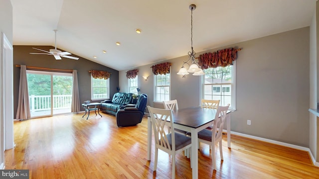 38 Ward Ave, Audubon, NJ 08106 - dining space with ceiling fan, healthy amount of natural light, light wood-style flooring, and vaulted ceiling