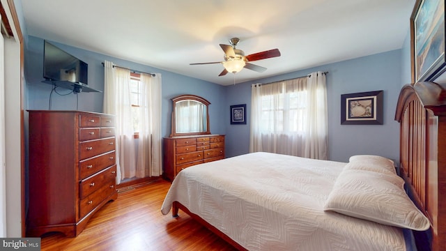38 Ward Ave, Audubon, NJ 08106 - bedroom with multiple windows, light wood-style flooring, and ceiling fan