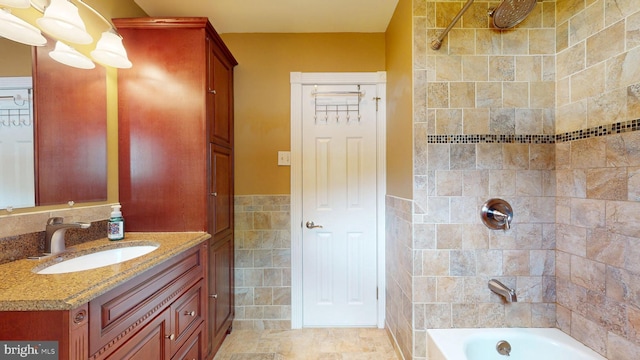 38 Ward Ave, Audubon, NJ 08106 - full bathroom with tile walls, vanity, and bathing tub / shower combination