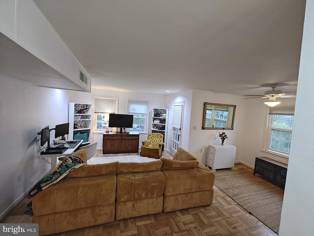 1413 Belle View Blvd Unit C1, Alexandria, VA 22307 - living area with baseboards, a desk, and a ceiling fan