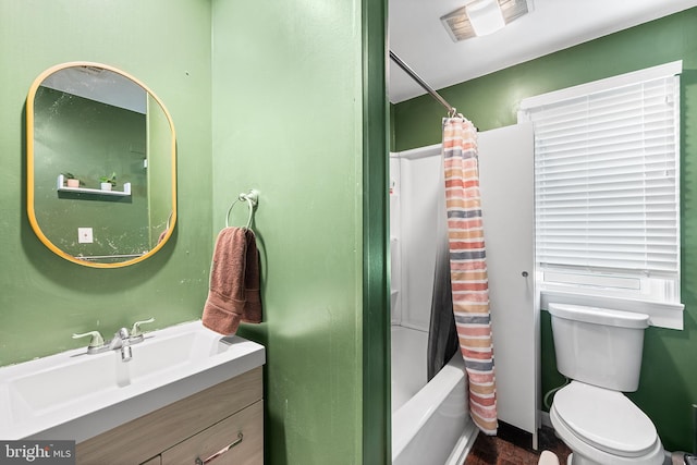 221 Walnut St, West Deptford, NJ 08096 - bathroom featuring toilet, vanity, and shower / bath combo with shower curtain