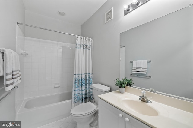 4950 Brenman Park Dr Unit 301, Alexandria, VA 22304 - full bathroom with toilet, vanity, shower / bath combination with curtain, and tile patterned flooring