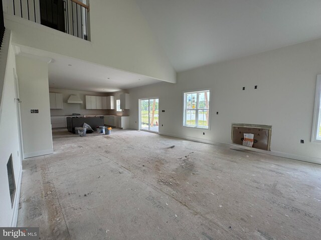 26171 Millman Dr, Hebron, MD 21830 - unfurnished living room featuring a high ceiling