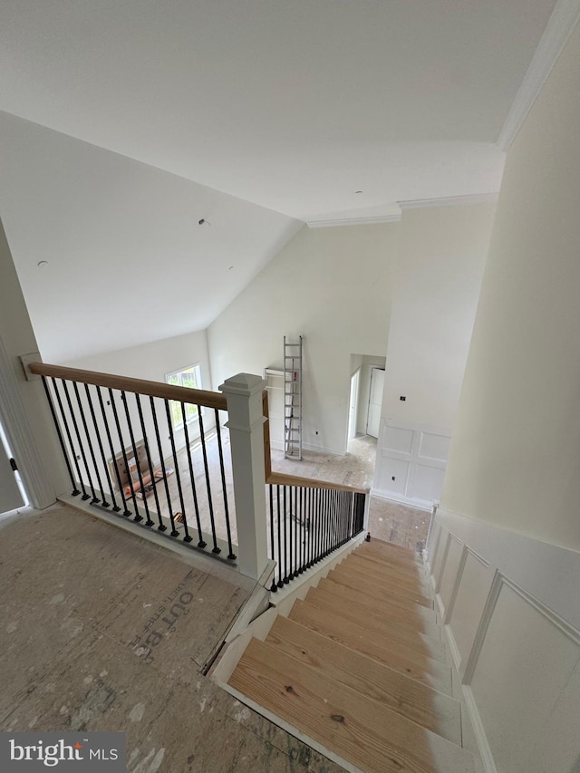 26171 Millman Dr, Hebron, MD 21830 - stairway with a decorative wall and lofted ceiling