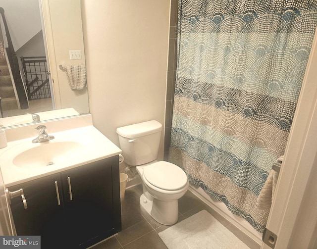 211 Clear Sky Way, Pasadena, MD 21122 - bathroom featuring tile patterned flooring, vanity, toilet, and a shower with shower curtain