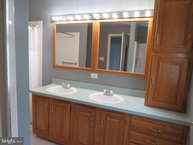 538 Haventree Ct, New Hope, PA 18938 - bathroom featuring double vanity and a shower with shower curtain