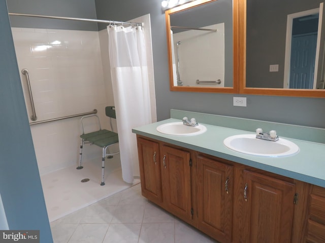 538 Haventree Ct, New Hope, PA 18938 - full bath with tiled shower, double vanity, and tile patterned floors
