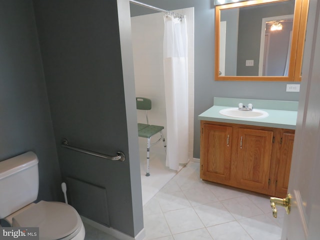 538 Haventree Ct, New Hope, PA 18938 - bathroom with toilet, vanity, curtained shower, and tile patterned floors