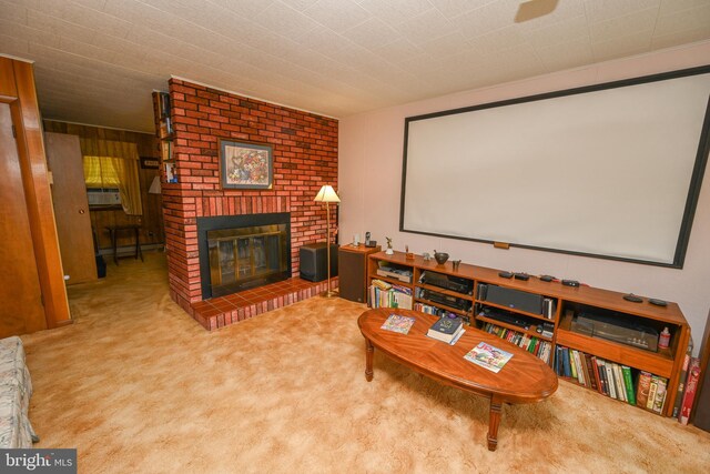 206-208 N 10th St, Oakland, MD 21550 - cinema with carpet floors and a brick fireplace