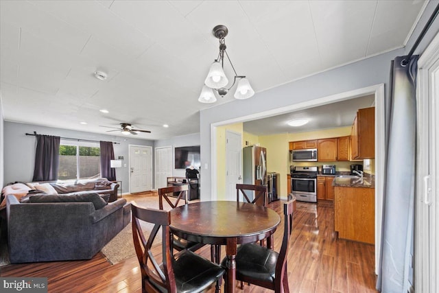 3 High Ridge Rd, Pemberton, NJ 08068 - dining space with dark wood-type flooring and a ceiling fan
