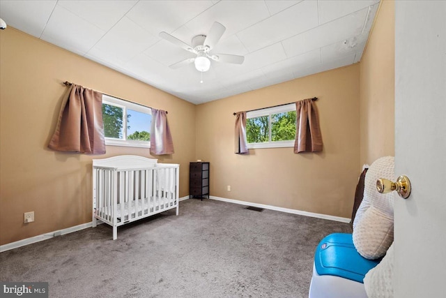 3 High Ridge Rd, Pemberton, NJ 08068 - carpeted bedroom with multiple windows, a nursery area, baseboards, and a ceiling fan