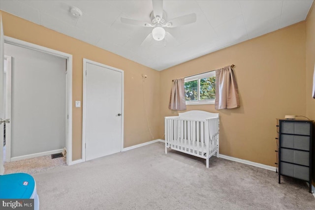 3 High Ridge Rd, Pemberton, NJ 08068 - carpeted bedroom with baseboards, a nursery area, and ceiling fan