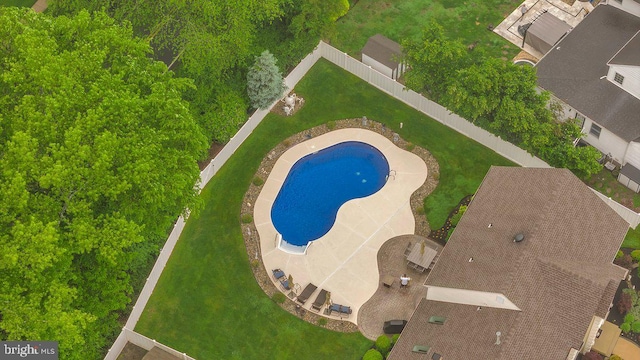 aerial view of a pool area