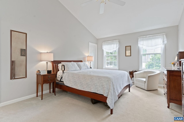 2657 Coralberry Pl, Charlottesville, VA 22911 - bedroom with light carpet, vaulted ceiling, baseboards, and a ceiling fan