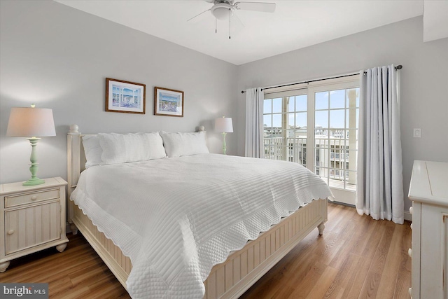 301 14th St Unit 308/309, Ocean City, MD 21842 - bedroom featuring light wood finished floors, access to outside, and ceiling fan