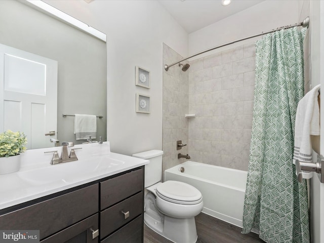 14716 Spring Haven Ln, Laurel, MD 20707 - bathroom with wood finished floors, toilet, shower / bath combination with curtain, and vanity