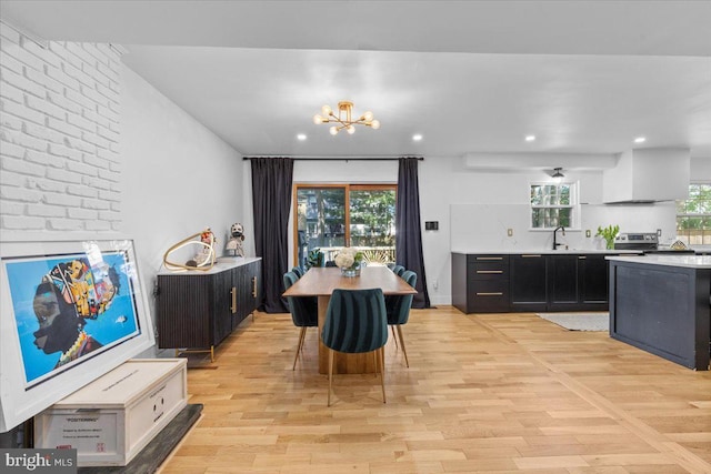 1745 Remington Dr, Crofton, MD 21114 - dining space featuring a chandelier, light wood finished floors, and recessed lighting