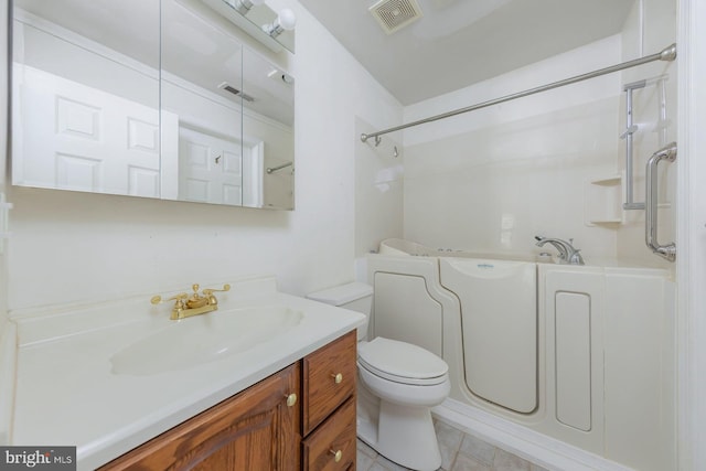 217 Pratt Ct, Sewell, NJ 08080 - bathroom featuring vanity, tile patterned floors, and shower / tub combination
