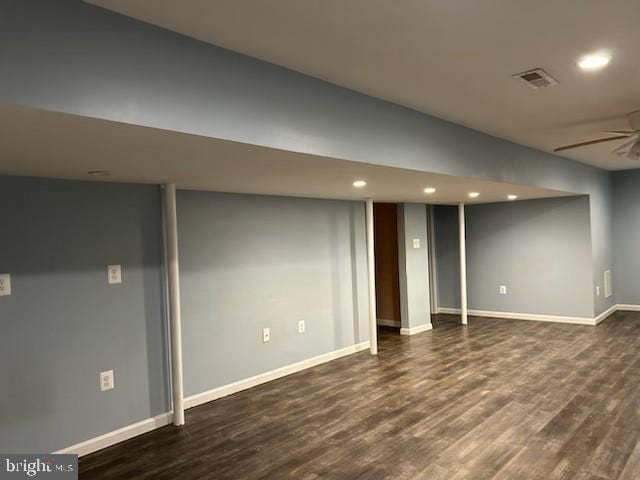 780 Cotswolde Quay Ct, Severna Park, MD 21146 - finished below grade area with dark wood-style floors, baseboards, a ceiling fan, and recessed lighting