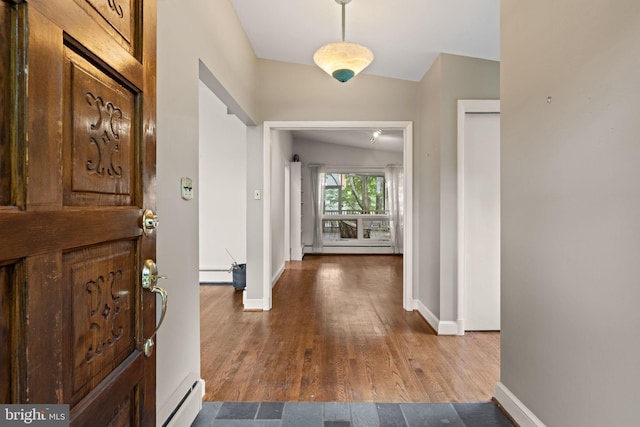 6802 Nesbitt Pl, Mclean, VA 22101 - entryway with a baseboard radiator, baseboards, and wood finished floors