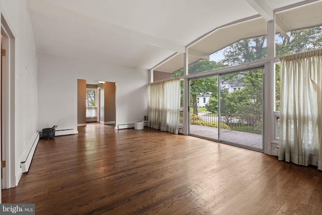 6802 Nesbitt Pl, Mclean, VA 22101 - unfurnished living room with baseboard heating, wood finished floors, and floor to ceiling windows