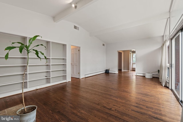 6802 Nesbitt Pl, Mclean, VA 22101 - unfurnished living room featuring baseboard heating, wood finished floors, and baseboards