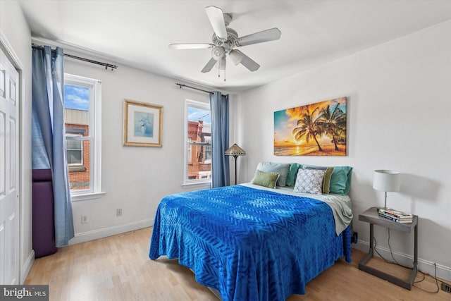2429 S Reese St, Philadelphia, PA 19148 - bedroom featuring light wood-type flooring, baseboards, and ceiling fan
