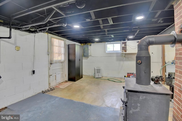 below grade area with electric panel