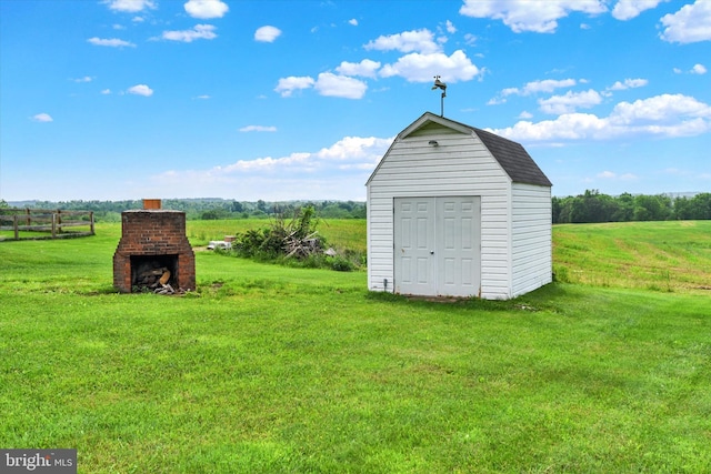 view of shed featuring a rural view