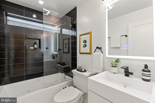 919 French St NW, Washington, DC 20001 - bathroom with vanity, bath / shower combo with glass door, and toilet