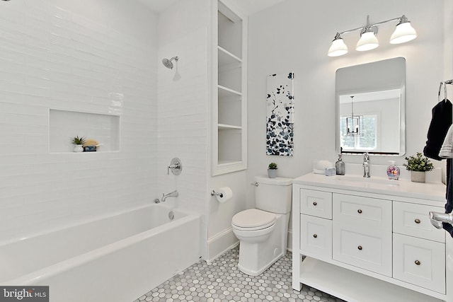 7430 Foundation Way, Springfield, VA 22150 - full bath with vanity, tub / shower combination, a chandelier, and tile patterned flooring