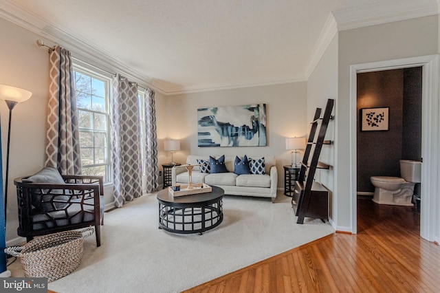 269 Bucktail Dr, Middletown, DE 19709 - living room featuring ornamental molding, wood finished floors, and baseboards