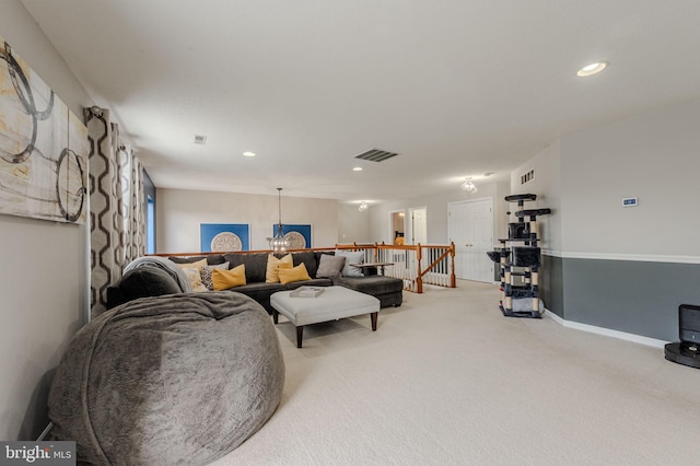 269 Bucktail Dr, Middletown, DE 19709 - carpeted living area with a chandelier, recessed lighting, and baseboards