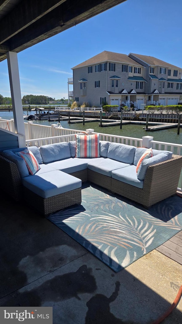 38261 Yacht Basin Rd Unit 35, Ocean View, DE 19970 - view of patio / terrace with outdoor lounge area and a water view