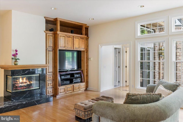 2630 Eagle Ln, Hellertown, PA 18055 - living room with light wood-style flooring, a fireplace, and recessed lighting