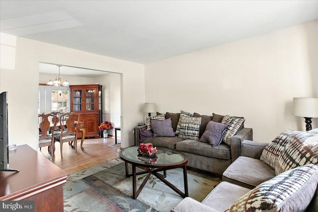 2919 Lexington Ct, Woodbridge, VA 22192 - living room with a chandelier and wood finished floors