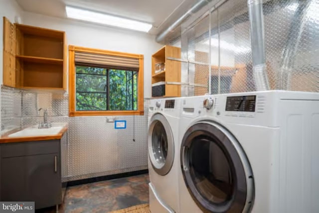 1647 Preston Rd, Alexandria, VA 22302 - laundry area featuring washer and clothes dryer and cabinet space