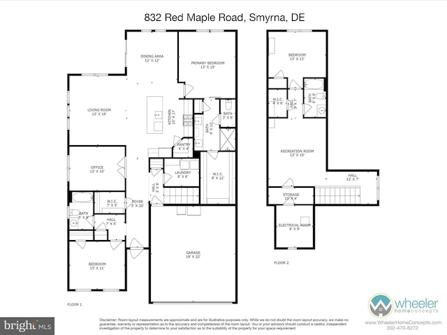 832 Red Maple Rd, Smyrna, DE 19977 - floor plan / room layout