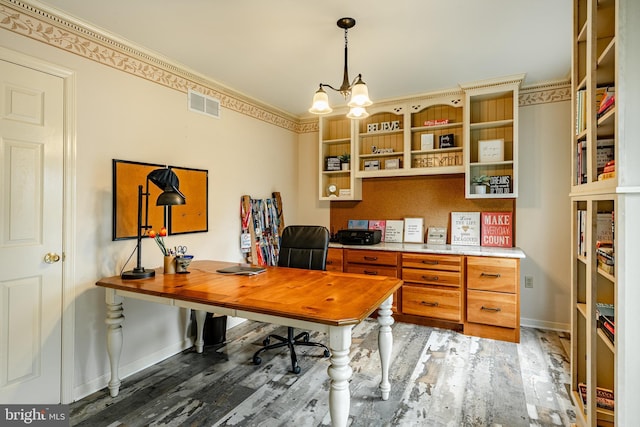 41 Diane Dr, Honey Brook, PA 19344 - office space featuring light wood-type flooring, a chandelier, crown molding, and baseboards