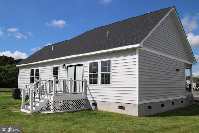 1296 Dorchester Ave, Pocomoke City, MD 21851 - rear view of property featuring crawl space, central AC unit, and a yard