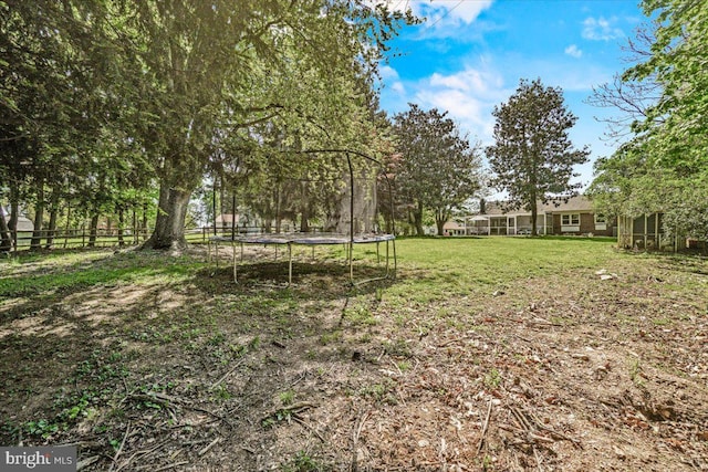 view of yard with a trampoline