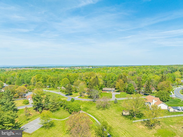 aerial view of a heavily wooded area