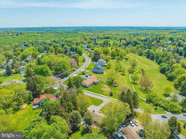 drone / aerial view of a heavily wooded area