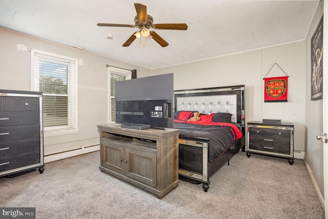519 N 2nd St, Columbia, PA 17512 - carpeted bedroom with baseboard heating and a ceiling fan