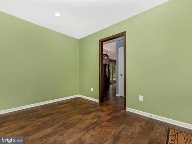4106 Teklen Dr, Westminster, MD 21157 - unfurnished room featuring baseboards, dark wood-style floors, and recessed lighting