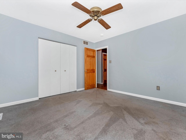 4106 Teklen Dr, Westminster, MD 21157 - unfurnished bedroom featuring baseboards, carpet, a closet, and ceiling fan