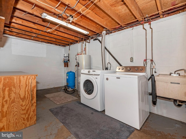 4106 Teklen Dr, Westminster, MD 21157 - laundry room featuring electric water heater and washer and dryer
